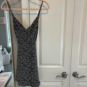 Lulu's Black and White Slip Mini Dress Spaghetti Strap